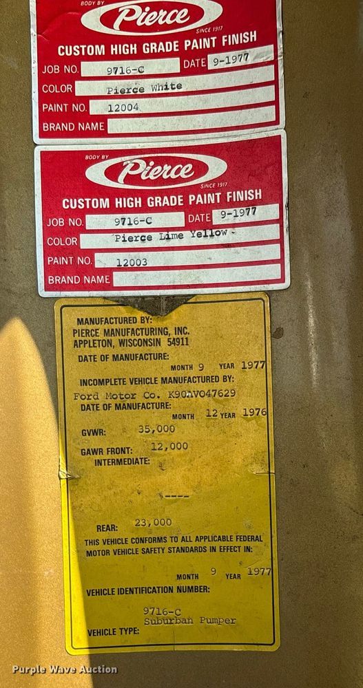 image for item ED2396 1977 Ford 9000 pumper fire truck