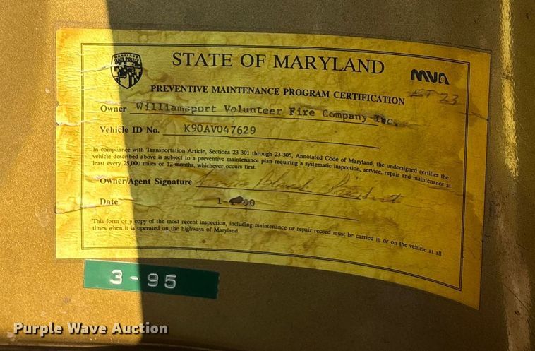 image for item ED2396 1977 Ford 9000 pumper fire truck