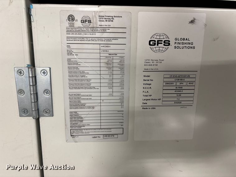 image for item EE4347 2020 Global Finishing Solutions Performer XD paint booth