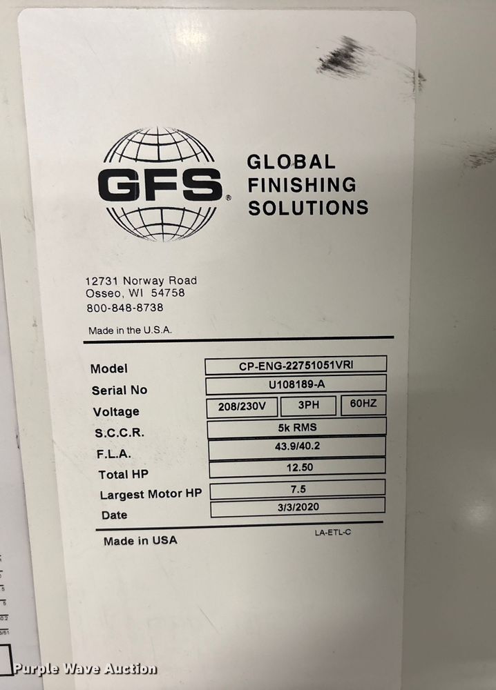 image for item EE4347 2020 Global Finishing Solutions Performer XD paint booth