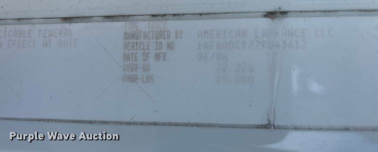 image for item EM6168 2007 American LaFrance Metropolitan pumper fire truck