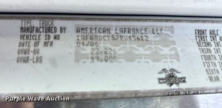 image for item EM6169 2007 American LaFrance Metropolitan pumper fire truck