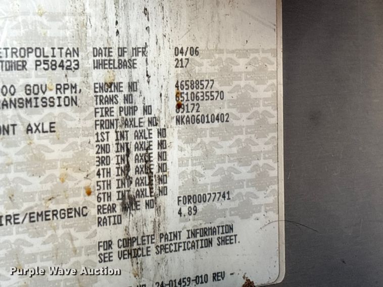 image for item EM6169 2007 American LaFrance Metropolitan pumper fire truck