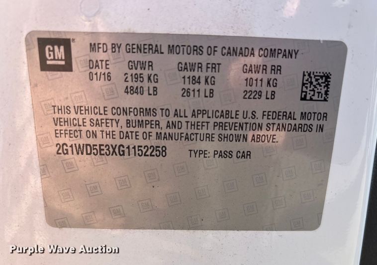 image for item EM6171 2016 Chevrolet Impala Limited Police Cruiser 