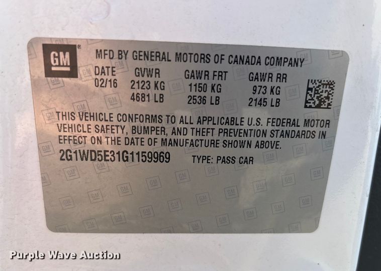 image for item EM6172 2016 Chevrolet Impala Limited Police Cruiser 