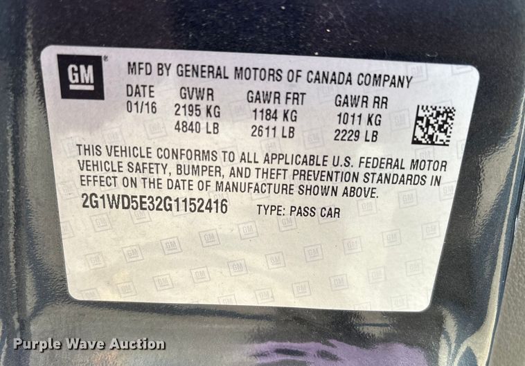 image for item EM6174 2016 Chevrolet Impala Limited Police Cruiser 