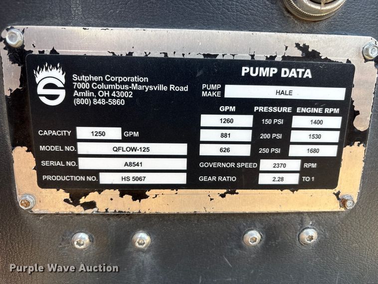 image for item EM6181 2012 Sutphen Custom pumper fire truck