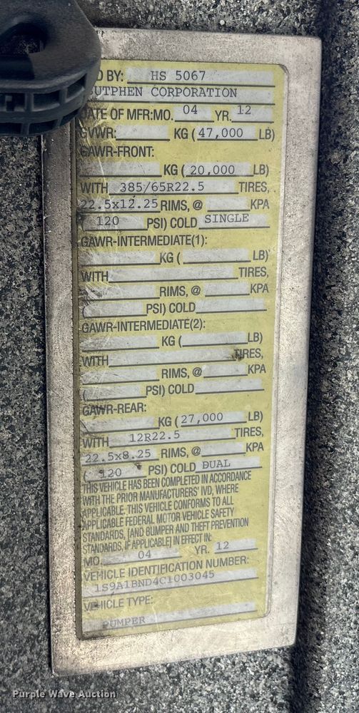 image for item EM6181 2012 Sutphen Custom pumper fire truck