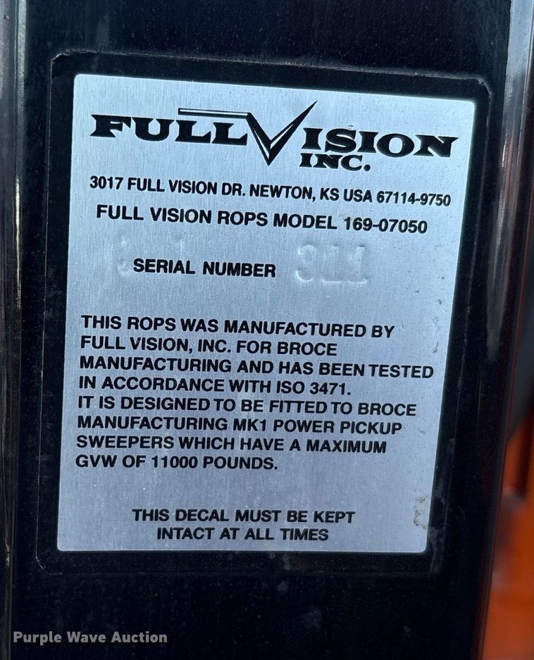 image for item EM6182 2019 Broce MK1 transfer sweeper