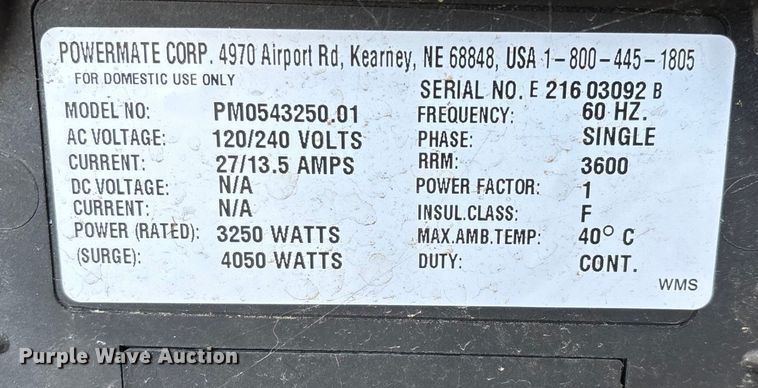 image for item EN5804 Coleman Powermate generator