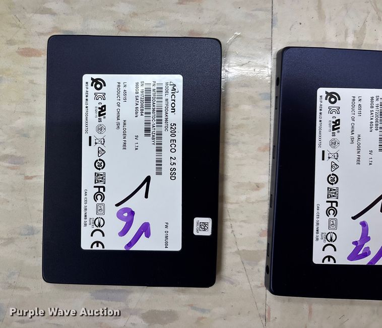 image for item EN5817 (8) Micron 5200 ECO 2.5 SSD hard drives