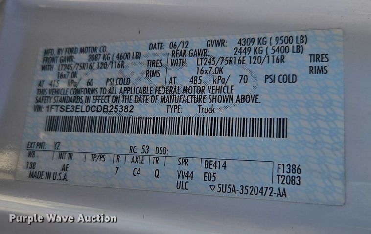 image for item EO4808 2012 Ford E350 Super Duty van with bucket lift