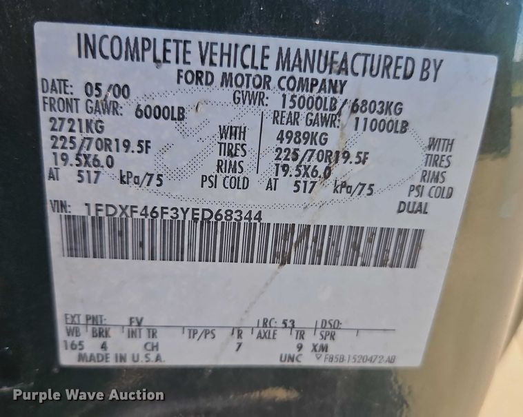 image for item EO4810 2000 Ford F450 Super Duty dump truck