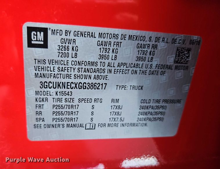 image for item EO4817 2016 Chevrolet Silverado 1500 Crew Cab pickup truck