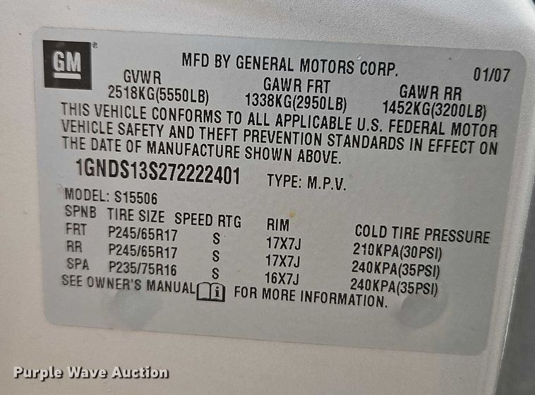 image for item EO4821 2007 Chevrolet Trail Blazer SUV