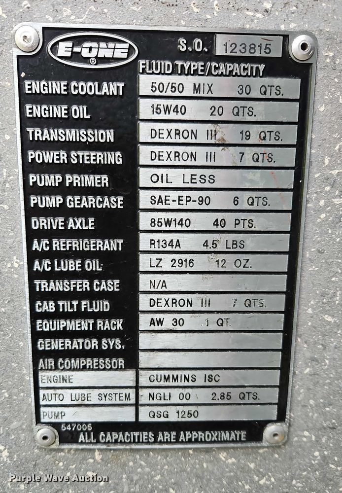 image for item EO4857 2001 Spartan Advantage pumper fire truck