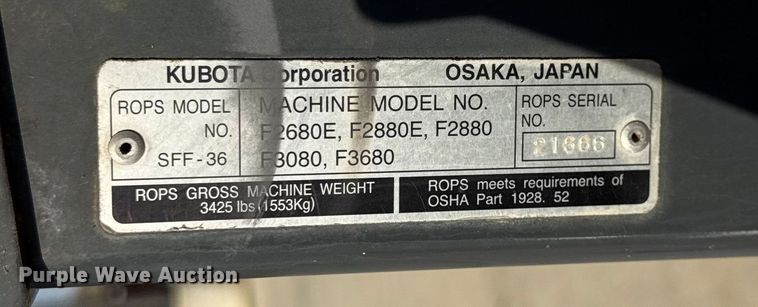 image for item ER0271 Kubota F3080 lawn mower