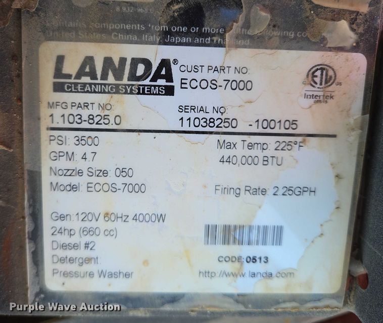 image for item ES2554 2013 Landa LT6035.1 pressure washer