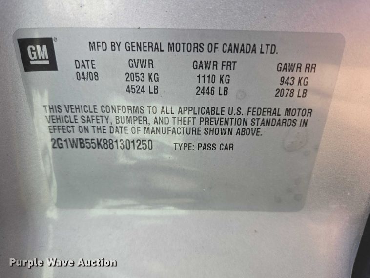 image for item ES2556 2008 Chevrolet Impala 