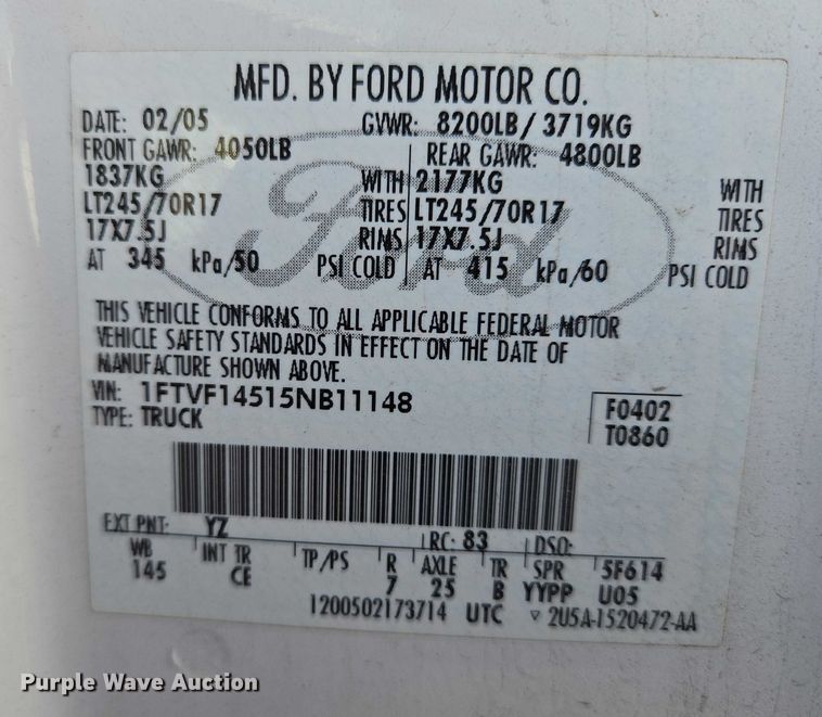 image for item ES2564 2005 Ford F150 pickup truck