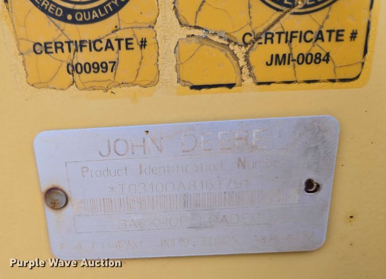 image for item ET5284 1996 John Deere 310D backhoe