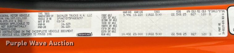 image for item ET6613 2015 Freightliner Business Class M2 dump truck