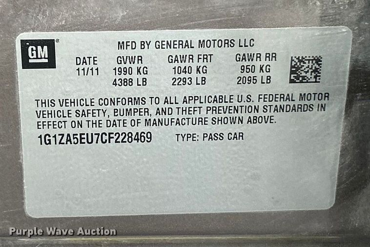 image for item ET6703 2012 Chevrolet Malibu 