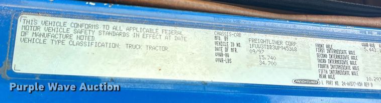 image for item ET7061 1998 Freightliner FLD semi truck