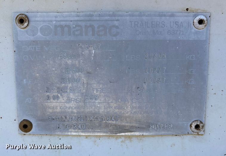 image for item ET7282 2007 CPS Manac SBD-240 bottom dump trailer