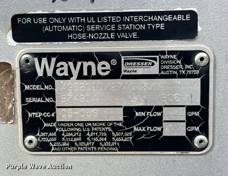image for item EU5416 Wayne G6201D/27AGJK/W1 gas fuel pump