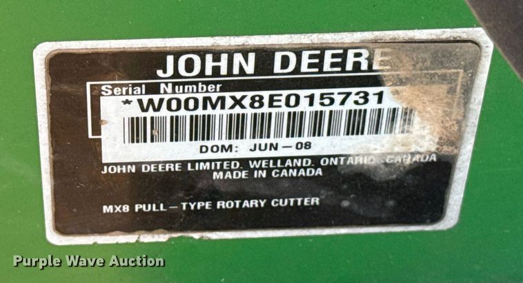 image for item EU5452 John Deere MX8 rotary mower
