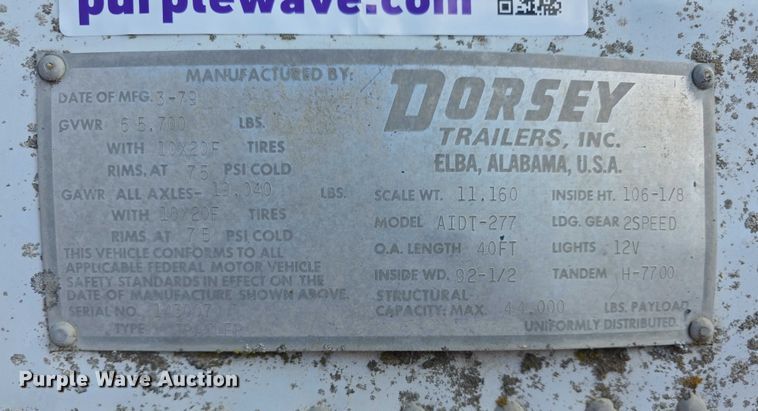 image for item FI0655 1979 Dorsey AIDT277 dry van trailer