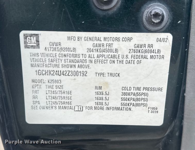 image for item FK0612 2002 Chevrolet Silverado 2500HD  pickup truck