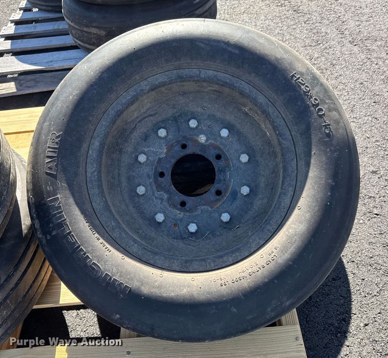 image for item NA9907 (8) Michelin H29x9.0-15 rotary mower tires and wheels