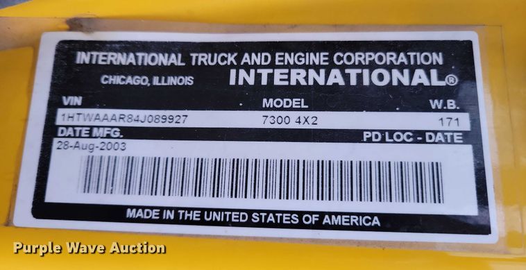 image for item NO9782 2004 International 7300 dump truck