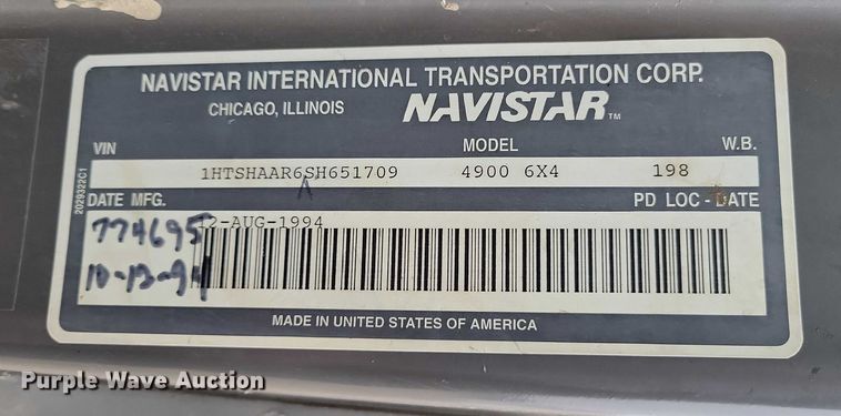 image for item NO9783 1995 International 4900 dump truck