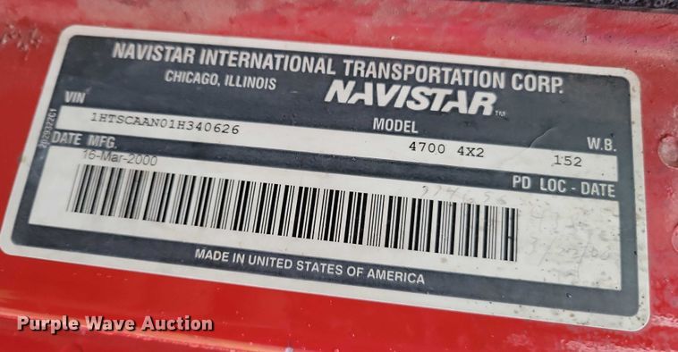 image for item NO9800 2001 International 4700 dump truck