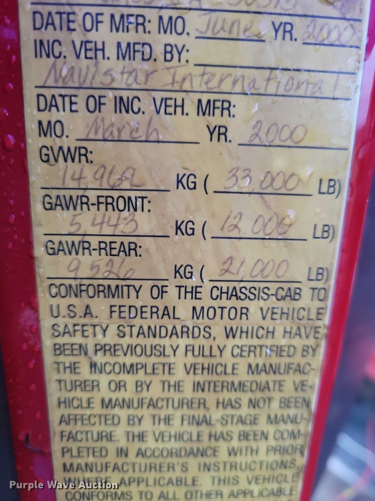 image for item NO9800 2001 International 4700 dump truck