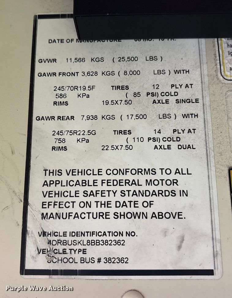 image for item YA1461 2011 IC PB105 school bus