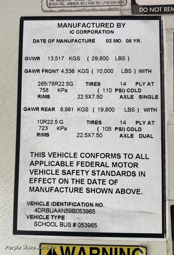 image for item YA1463 2009 IC PB105 school bus