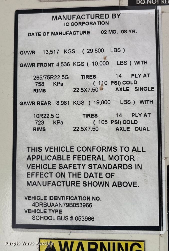 image for item YA1464 2009 IC PB105 school bus
