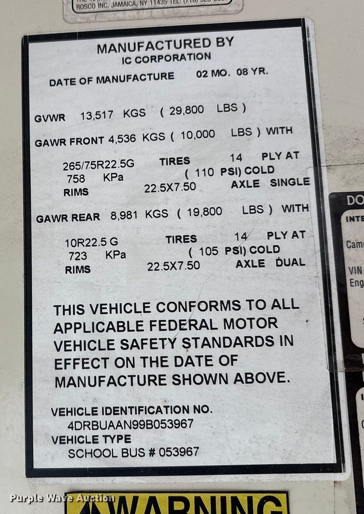 image for item YA1465 2009 IC PB105 school bus