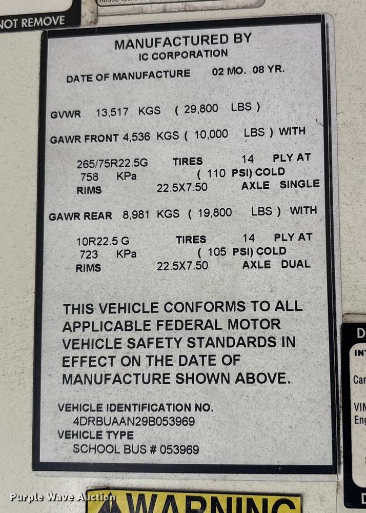 image for item YA1467 2009 IC PB105 school bus