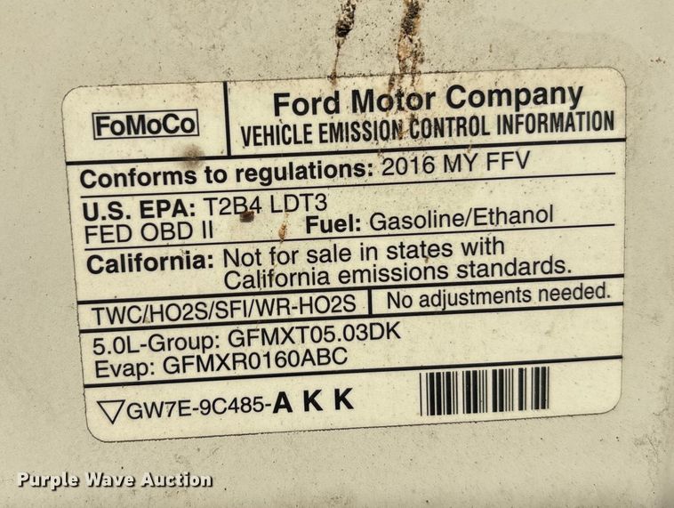 image for item DK0133 2016 Ford F150 SuperCab pickup truck