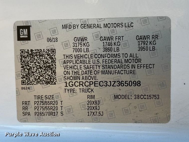 image for item DK0134 2018 Chevrolet Silverado 1500 Double Cab pickup truck