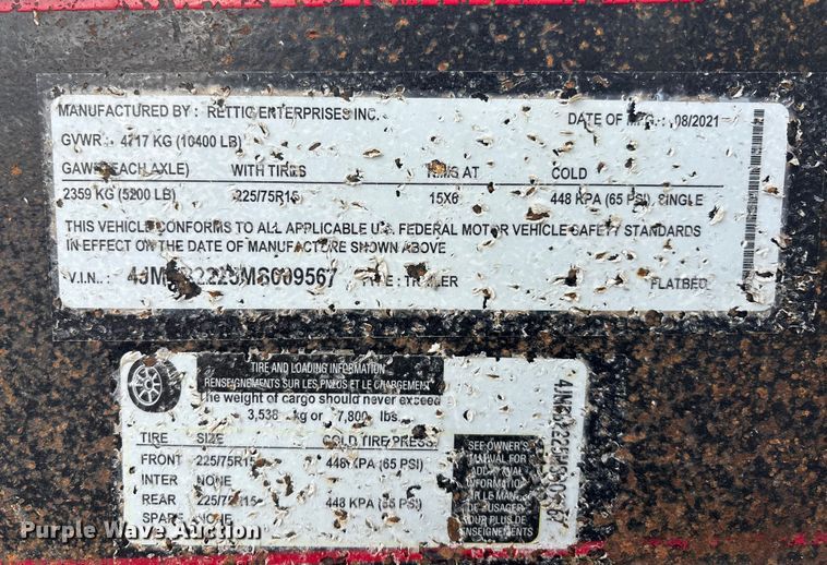 image for item DK0145 2021 Rettig Enterprises utility trailer