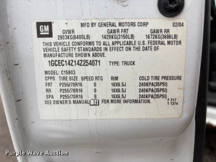 image for item DK0177 2004 Chevrolet Silverado 1500 pickup truck