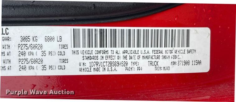 image for item DK0178 2011 Dodge Ram 1500 Crew Cab pickup truck