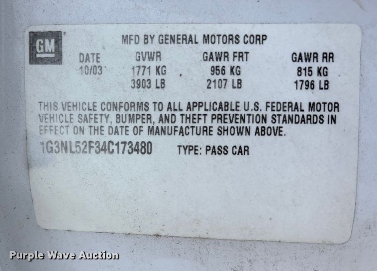 image for item DK0186 2004 Oldsmobile Alero 