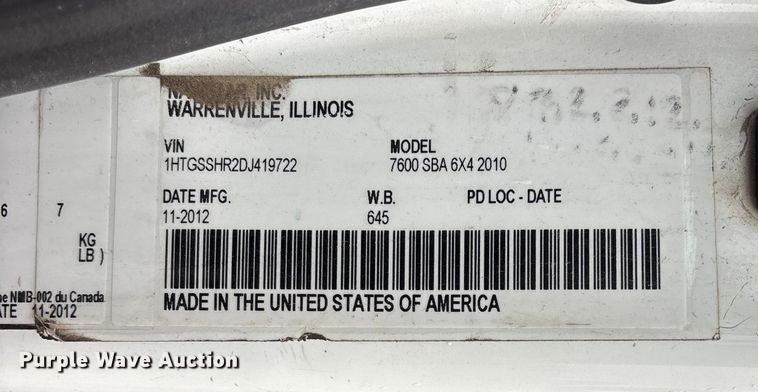 image for item DK0216 2013 International WorkStar 7600 flatbed truck